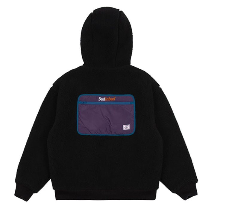 ベドインベド(BADINBAD)  COLOR BLOCK FLEECE JACKET_BLACK