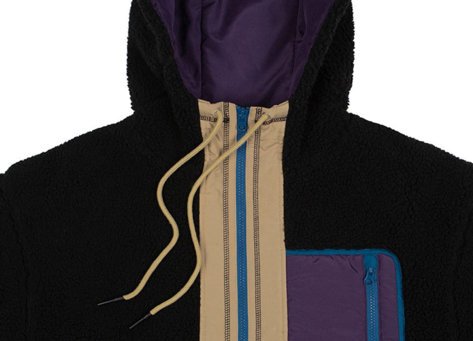 ベドインベド(BADINBAD)  COLOR BLOCK FLEECE JACKET_BLACK