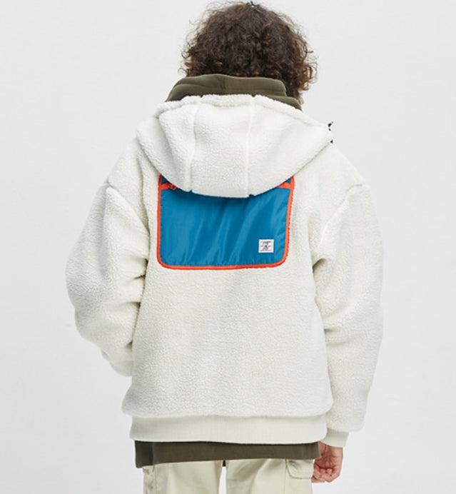 ベドインベド(BADINBAD)  COLOR BLOCK FLEECE JACKET_OATMEAL