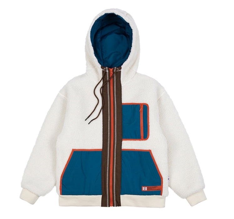 ベドインベド(BADINBAD)  COLOR BLOCK FLEECE JACKET_OATMEAL