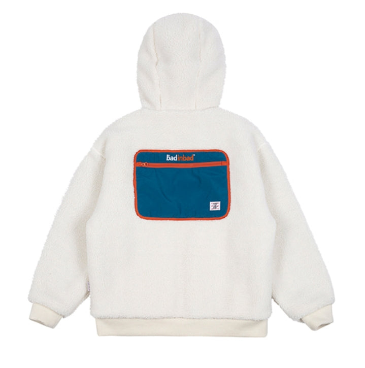 ベドインベド(BADINBAD)  COLOR BLOCK FLEECE JACKET_OATMEAL