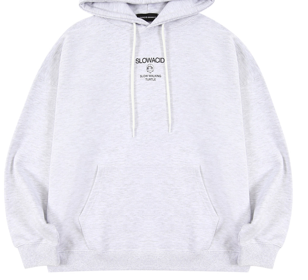 スローアシッド(SLOW ACID)  Turtle Logo Hoodie (MELANGE WHITE)