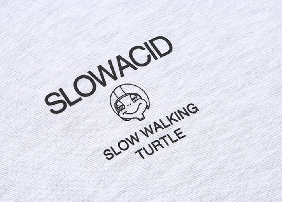 スローアシッド(SLOW ACID)  Turtle Logo Hoodie (MELANGE WHITE)