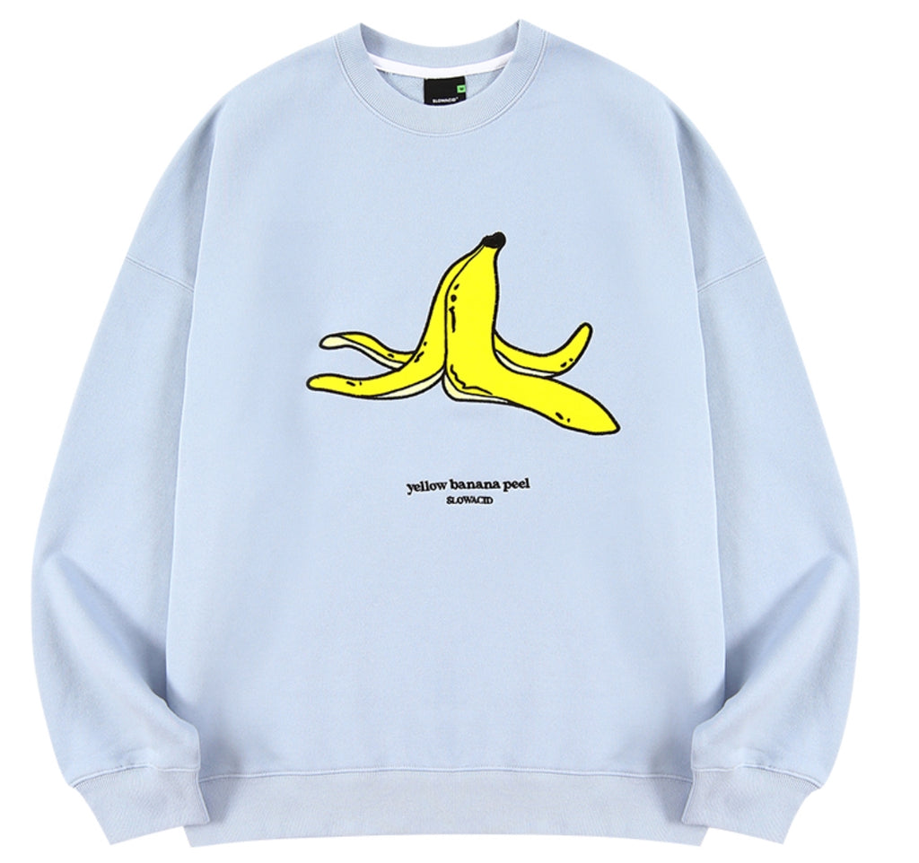 スローアシッド(SLOW ACID)   Banana Embroidery Sweatshirt (SKYBLUE)