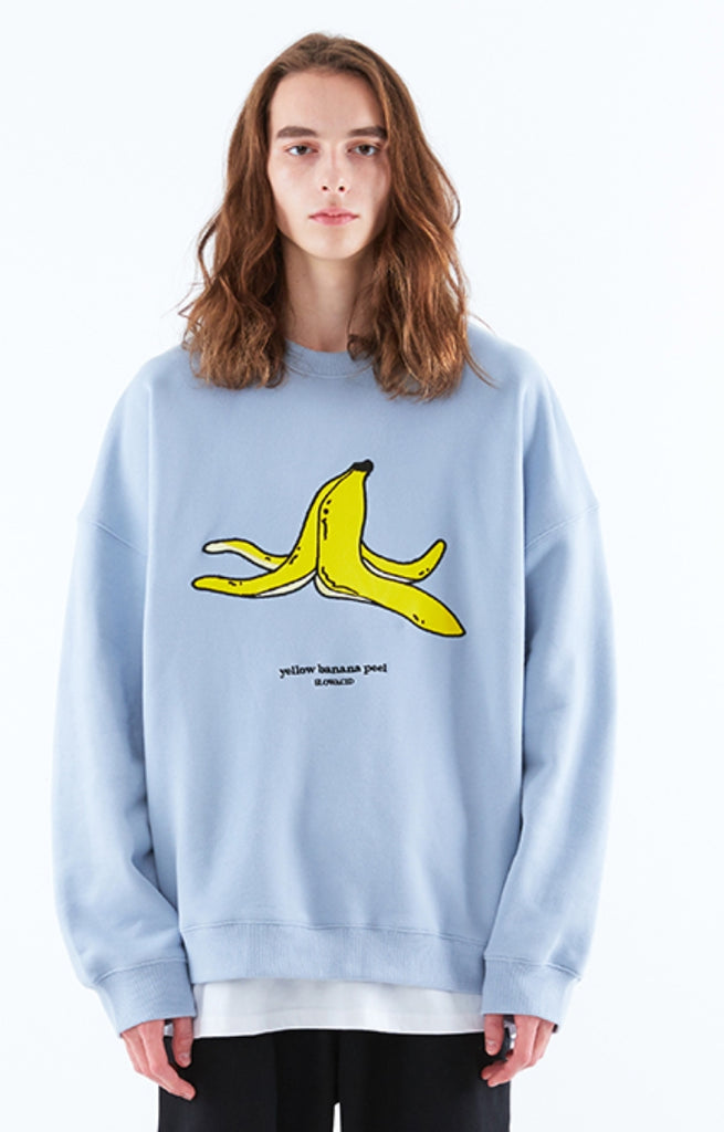 スローアシッド(SLOW ACID)   Banana Embroidery Sweatshirt (SKYBLUE)