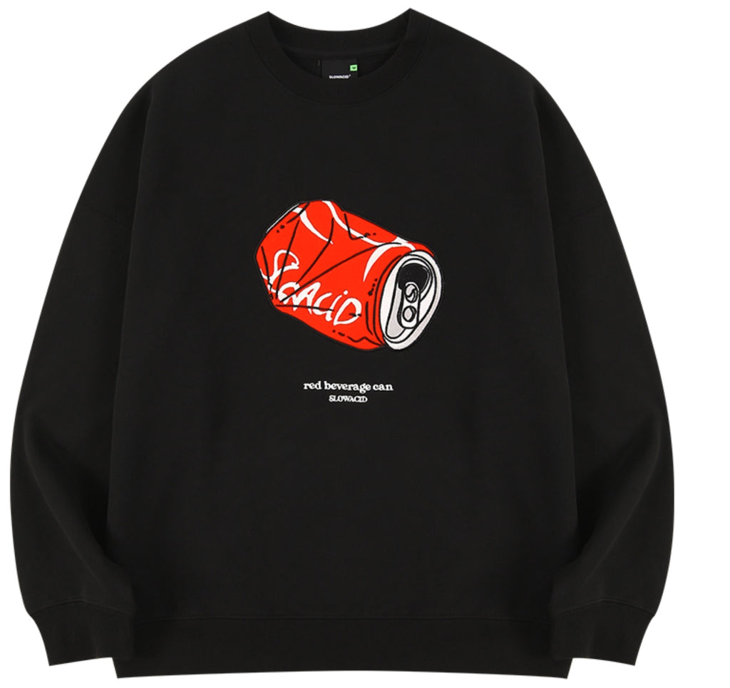 スローアシッド(SLOW ACID)    Can Embroidery Sweatshirt (BLACK)