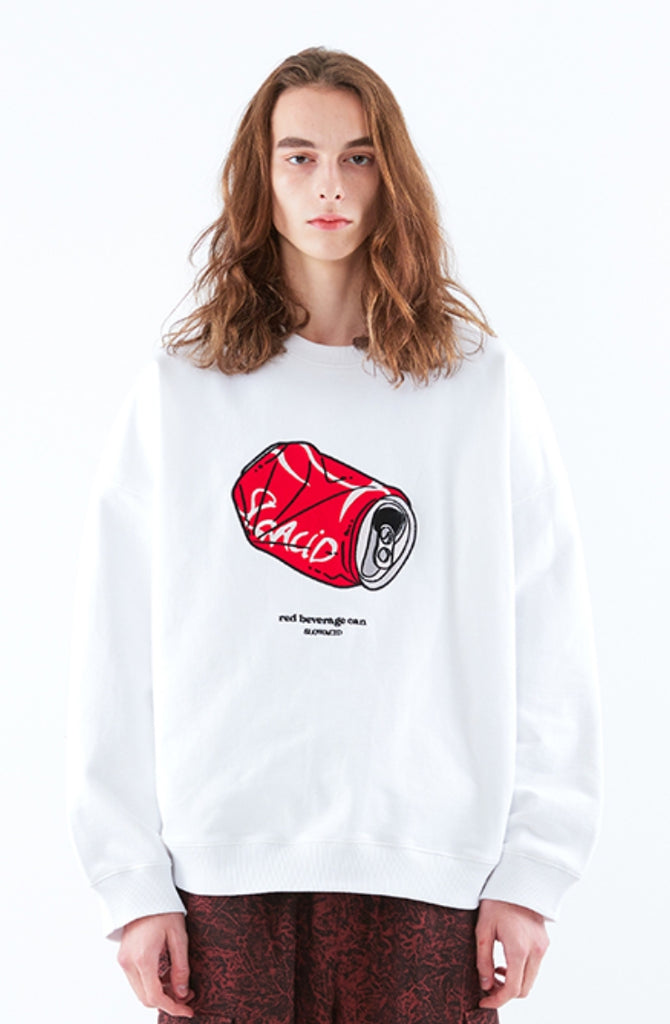 スローアシッド(SLOW ACID)    Can Embroidery Sweatshirt (WHITE)