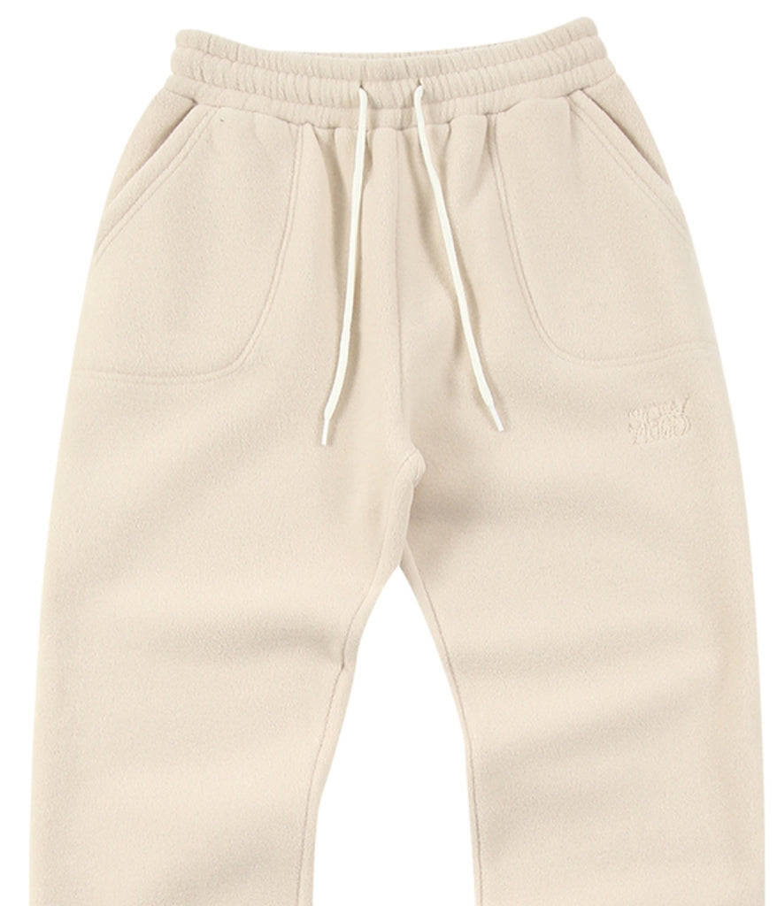 スローアシッド(SLOW ACID)  Stitch Embroidery Fleece Pants (IVORY)