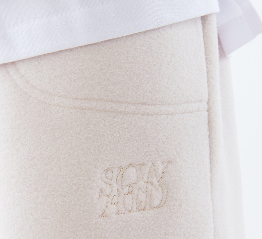スローアシッド(SLOW ACID)  Stitch Embroidery Fleece Pants (IVORY)