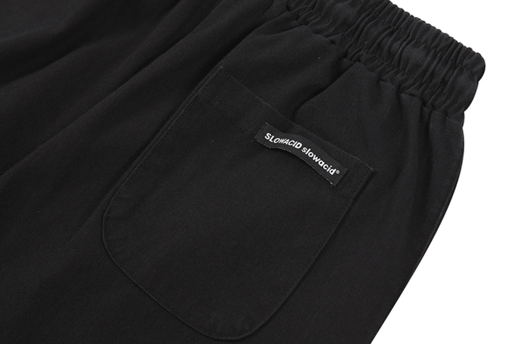 スローアシッド(SLOW ACID)  Washing Cotton Wide String Pants (BLACK)