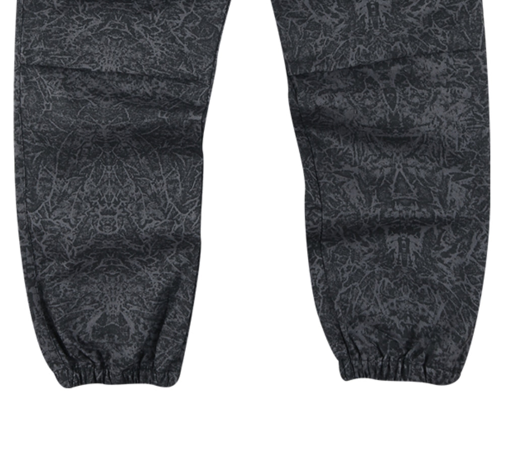 スローアシッド(SLOW ACID)  Washing Cotton Cargo Jogger Pants (STAINED BLACK)