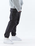 スローアシッド(SLOW ACID)  Washing Cotton Cargo Jogger Pants (STAINED BLACK)