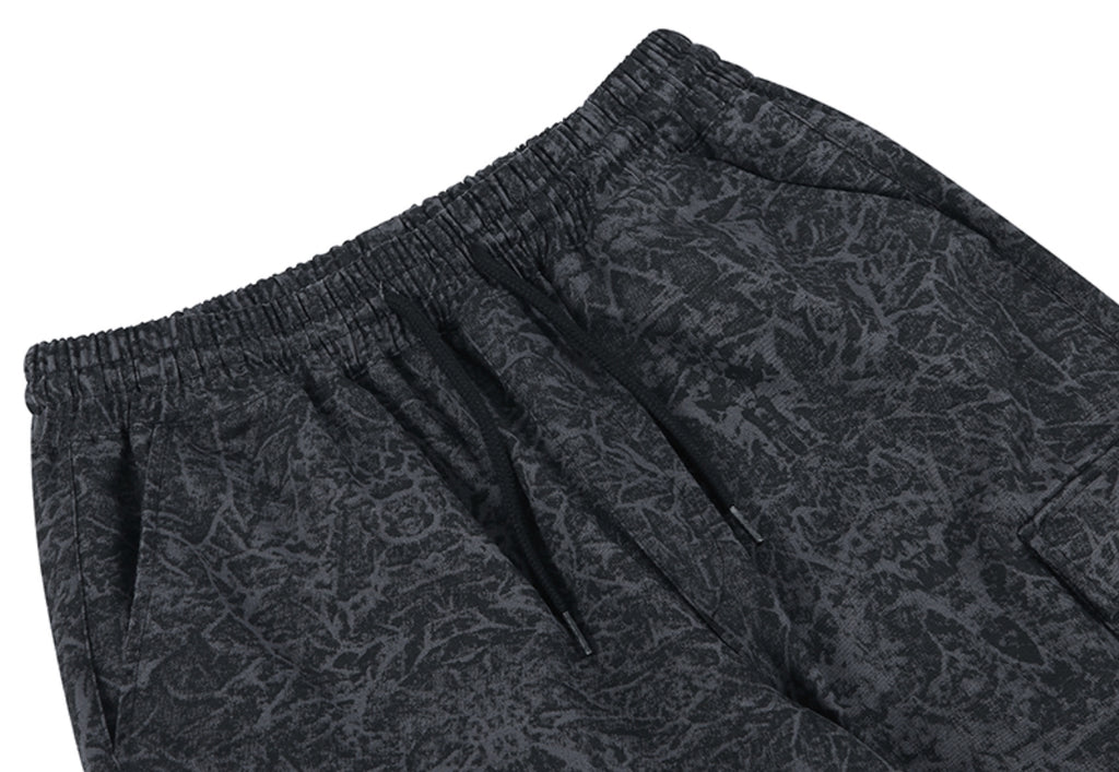 スローアシッド(SLOW ACID)  Washing Cotton Cargo Jogger Pants (STAINED BLACK)