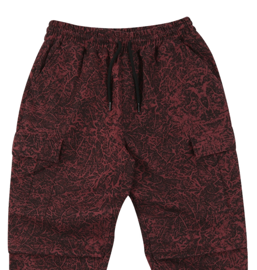 スローアシッド(SLOW ACID)  Washing Cotton Cargo Jogger Pants (STAINED RED)