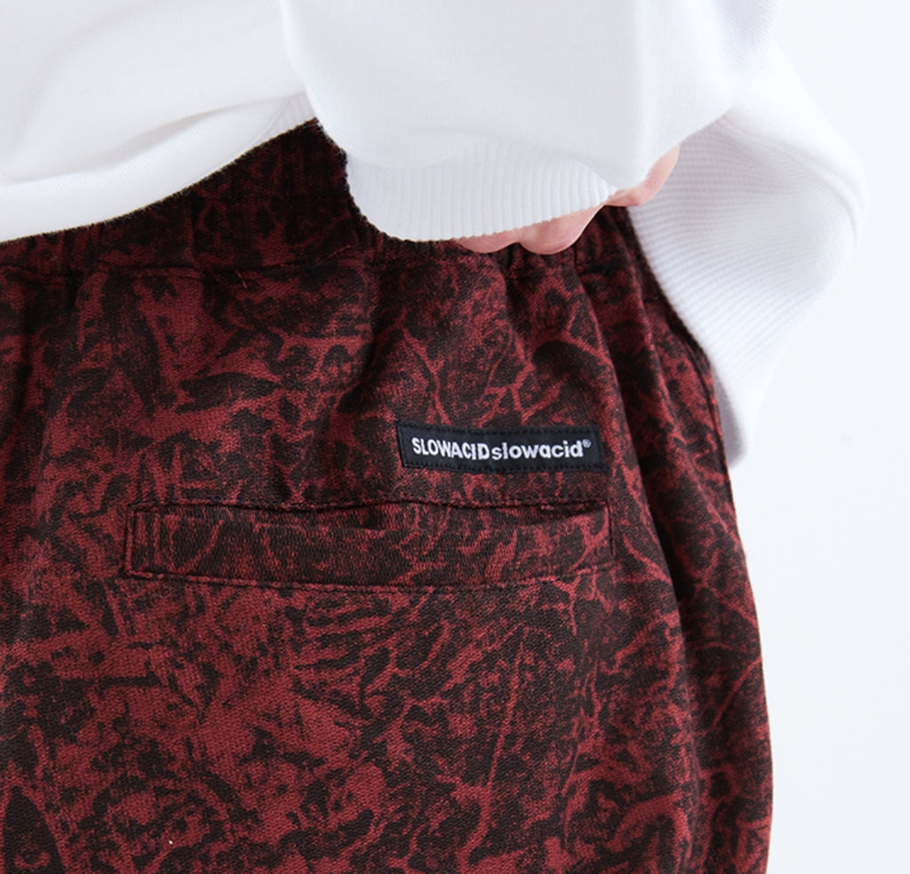 スローアシッド(SLOW ACID)  Washing Cotton Cargo Jogger Pants (STAINED RED)