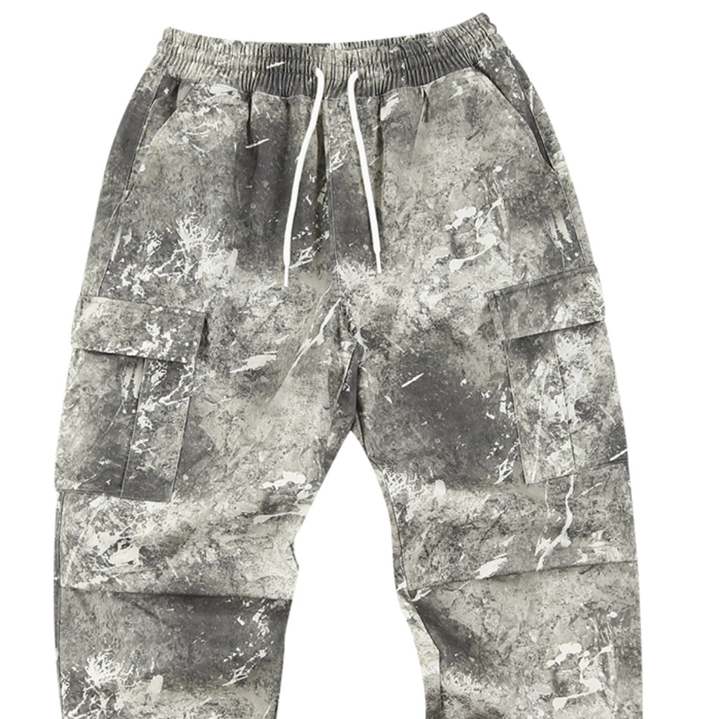 スローアシッド(SLOW ACID)  Washing Cotton Cargo Jogger Pants (PRINT GRAY)