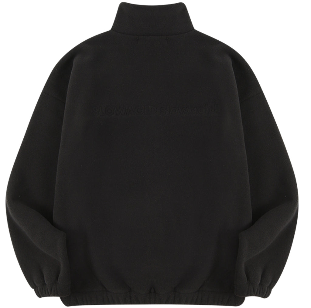スローアシッド(SLOW ACID)  Stitch Embroidery Fleece Zipup Zacket (BLACK)