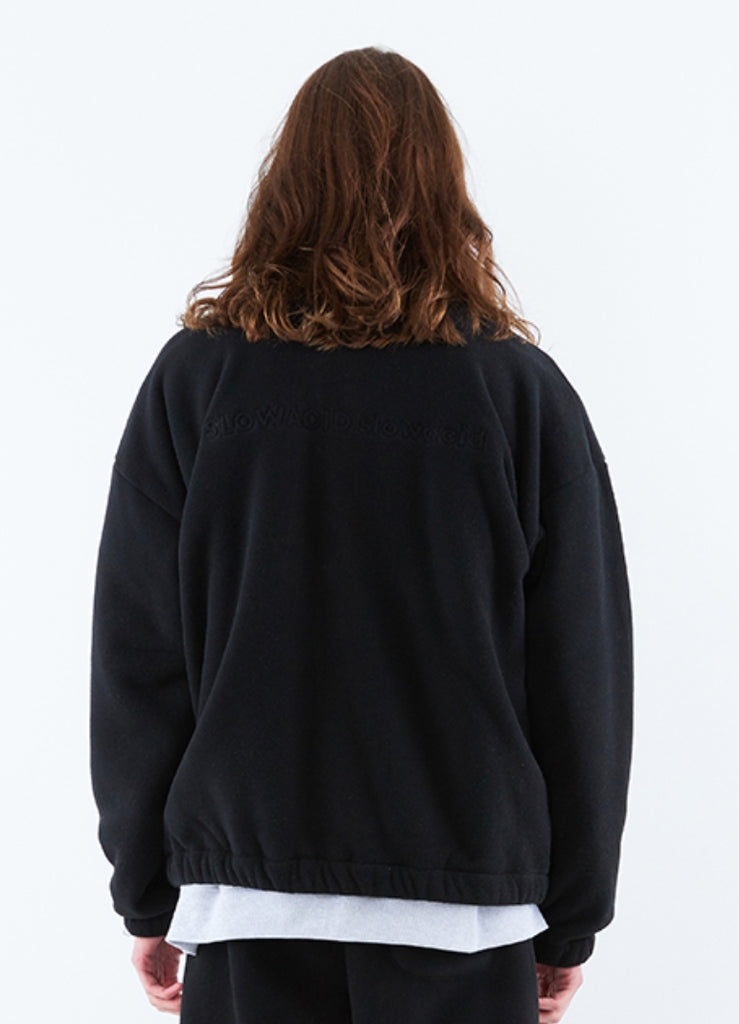 スローアシッド(SLOW ACID)  Stitch Embroidery Fleece Zipup Zacket (BLACK)