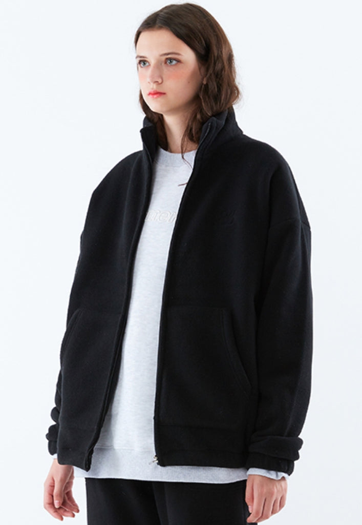 スローアシッド(SLOW ACID)  Stitch Embroidery Fleece Zipup Zacket (BLACK)