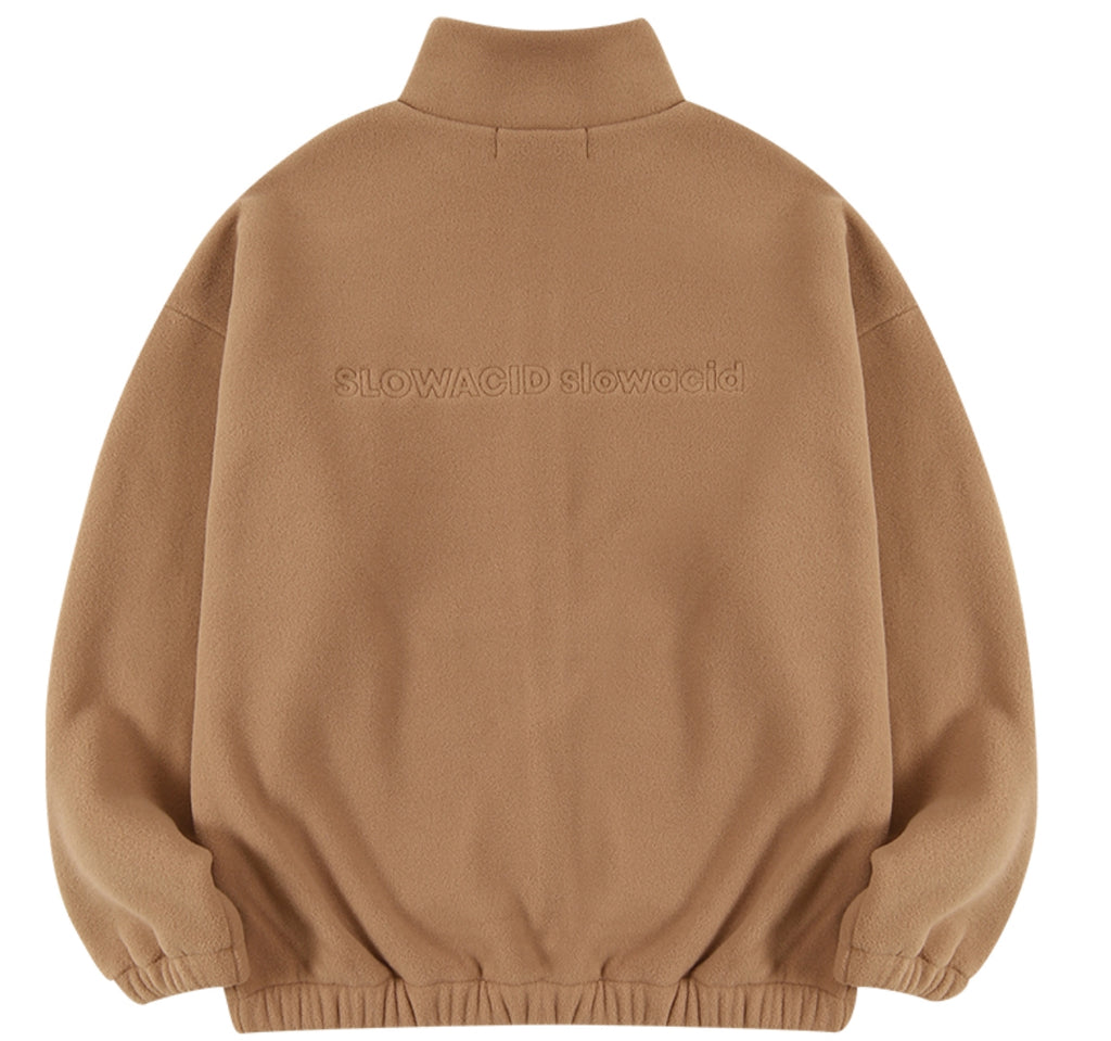 スローアシッド(SLOW ACID) Stitch Embroidery Fleece Zipup Zacket (BROWN)