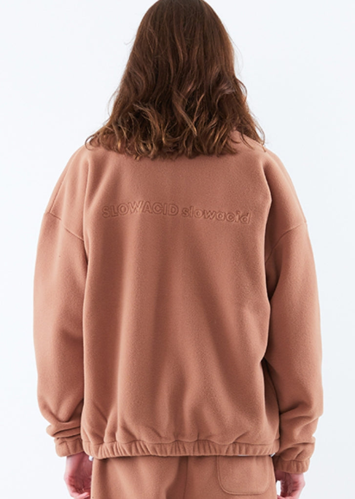 スローアシッド(SLOW ACID) Stitch Embroidery Fleece Zipup Zacket (BROWN)