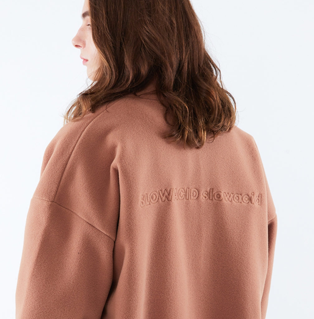 スローアシッド(SLOW ACID) Stitch Embroidery Fleece Zipup Zacket (BROWN)