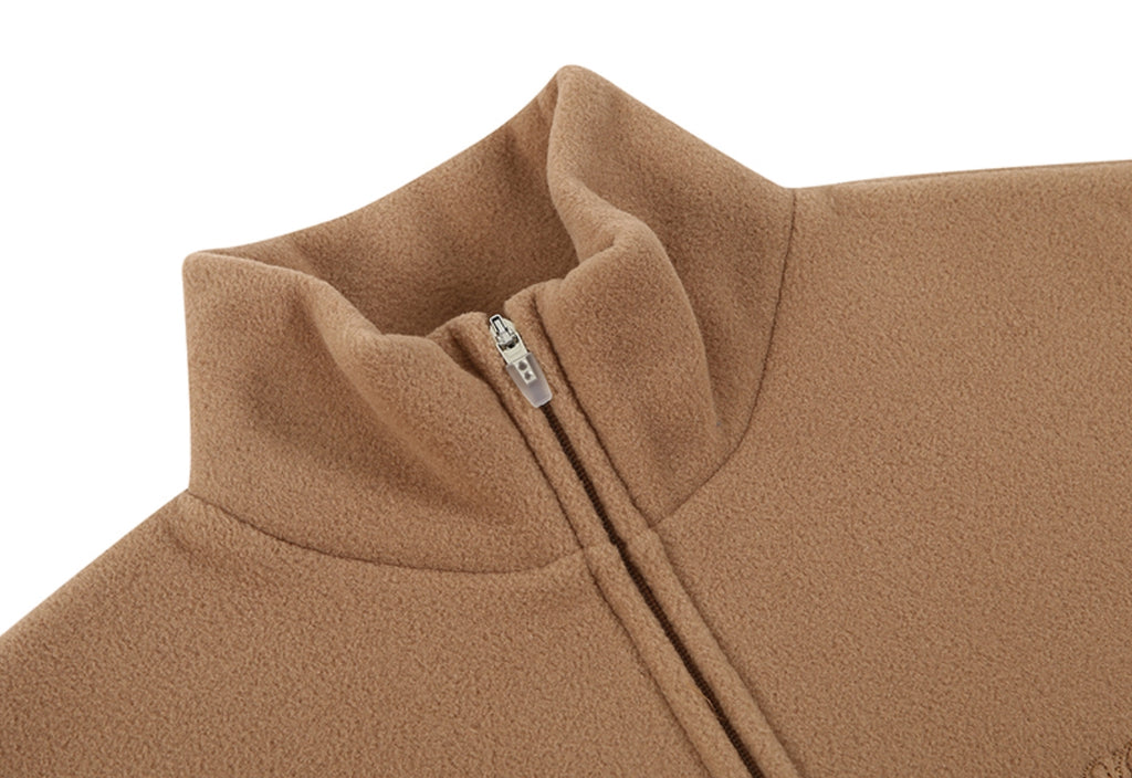スローアシッド(SLOW ACID) Stitch Embroidery Fleece Zipup Zacket (BROWN)
