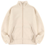 スローアシッド(SLOW ACID)  Stitch Embroidery Fleece Zipup Zacket (IVORY)