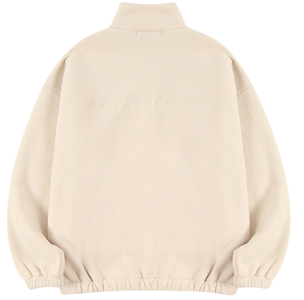 スローアシッド(SLOW ACID)  Stitch Embroidery Fleece Zipup Zacket (IVORY)