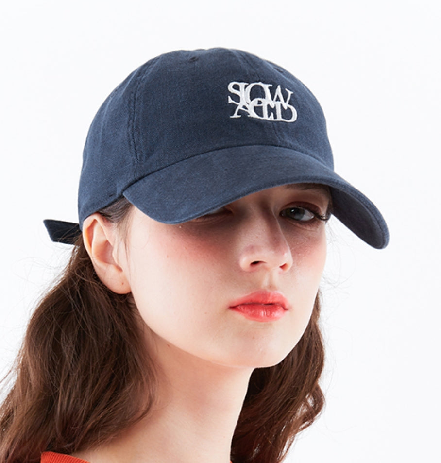 スローアシッド(SLOW ACID)  Contact Logo Washing Cap (NAVY)