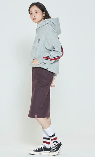 ロマンティッククラウン(ROMANTIC CROWN) STRIPE BANDING HOODIE_GREY