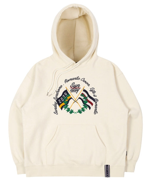 ロマンティッククラウン(ROMANTIC CROWN) SUNDAY SYNDROME FLAG HOODIE_OATMEAL