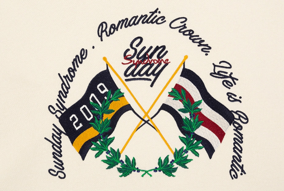 ロマンティッククラウン(ROMANTIC CROWN) SUNDAY SYNDROME FLAG HOODIE_OATMEAL