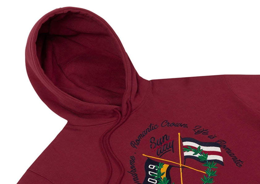 ロマンティッククラウン(ROMANTIC CROWN) SUNDAY SYNDROME FLAG HOODIE_BURGUNDY