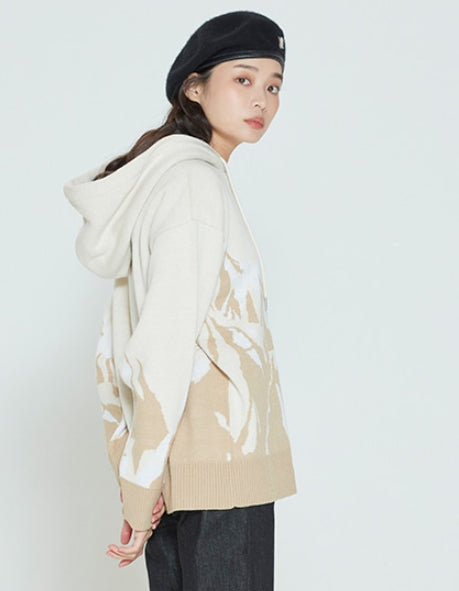 ロマンティッククラウン(ROMANTIC CROWN) MOUNTAIN KNITTED HOODIE_OATMEAL