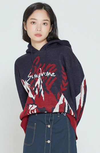 ロマンティッククラウン(ROMANTIC CROWN) MOUNTAIN KNITTED HOODIE_NAVY