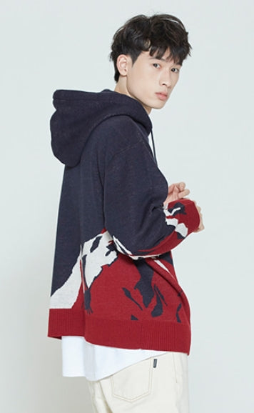 ロマンティッククラウン(ROMANTIC CROWN) MOUNTAIN KNITTED HOODIE_NAVY