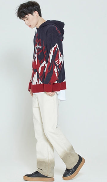ロマンティッククラウン(ROMANTIC CROWN) MOUNTAIN KNITTED HOODIE_NAVY