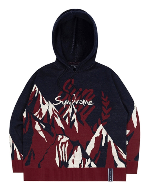 ロマンティッククラウン(ROMANTIC CROWN) MOUNTAIN KNITTED HOODIE_NAVY