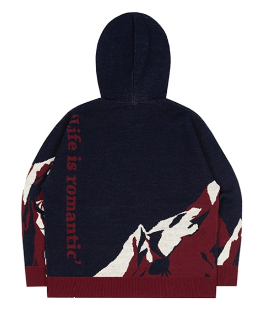 ロマンティッククラウン(ROMANTIC CROWN) MOUNTAIN KNITTED HOODIE_NAVY
