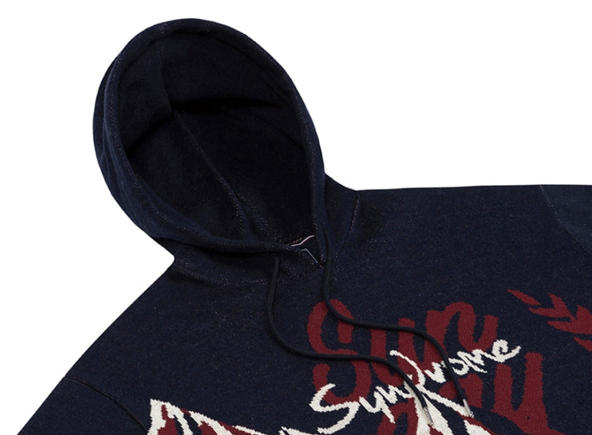ロマンティッククラウン(ROMANTIC CROWN) MOUNTAIN KNITTED HOODIE_NAVY