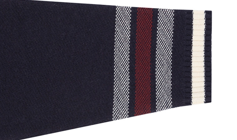 ロマンティッククラウン(ROMANTIC CROWN) CHECK KNITTED LONG CARDIGAN_NAVY