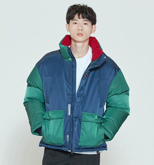 ロマンティッククラウン(ROMANTIC CROWN) COLOR BLOCK POCKET PARKA_GREEN