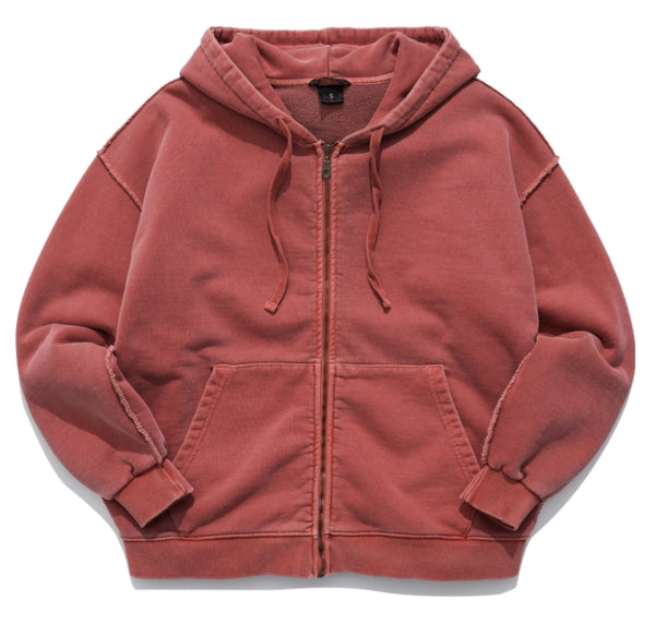 ダブルユーブイプロジェクト(WV PROJECT)  Dust Pigment Hood Zip-up Red Brown MJOT7437