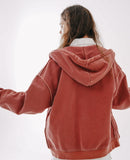 ダブルユーブイプロジェクト(WV PROJECT)  Dust Pigment Hood Zip-up Red Brown MJOT7437