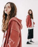 ダブルユーブイプロジェクト(WV PROJECT)  Dust Pigment Hood Zip-up Red Brown MJOT7437