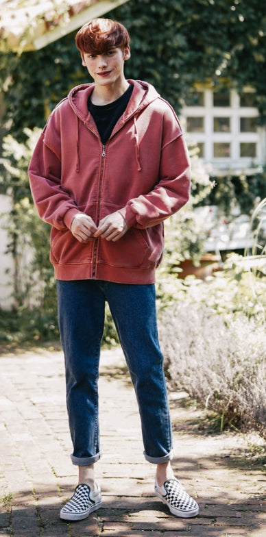 ダブルユーブイプロジェクト(WV PROJECT)  Dust Pigment Hood Zip-up Red Brown MJOT7437