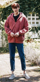 ダブルユーブイプロジェクト(WV PROJECT)  Dust Pigment Hood Zip-up Red Brown MJOT7437