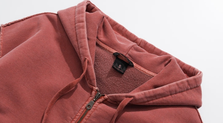 ダブルユーブイプロジェクト(WV PROJECT)  Dust Pigment Hood Zip-up Red Brown MJOT7437