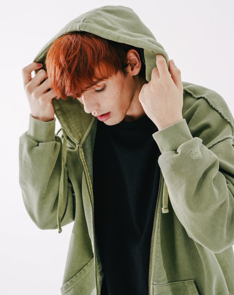 ダブルユーブイプロジェクト(WV PROJECT)  Dust Pigment Hood Zip-up Khaki MJOT7437
